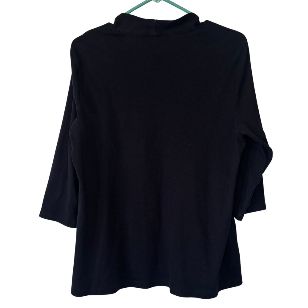 3/$20 Karen Scott Elegant Black Open-Front 3/4 Sleeve Cardigan - Picture 2 of 3